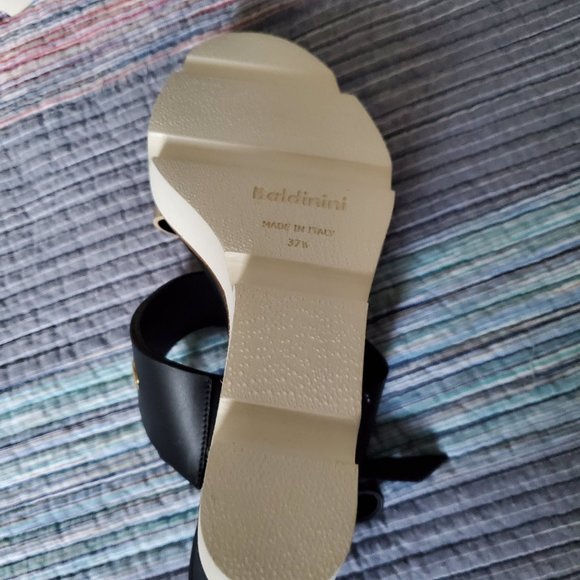 Baldinini | Black & Gold Wedge Sandals - Picture 6 of 6